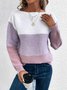 Damen Garn/Wollgarn Farbblock Langarm Bequem Lässig Pullover