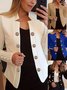 Damen Unifarben Bomberjacke Schnalle Regelmäßig Regelmäßige Passform Jacke
