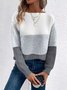 Damen Garn/Wollgarn Farbblock Langarm Bequem Lässig Pullover