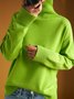 Damen Garn/Wollgarn Unifarben Langarm Bequem Lässig Pullover