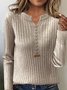 Damen Garn/Wollgarn Unifarben Langarm Bequem Lässig Schnalle Pullover