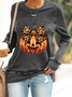 Lässig Rundhals Halloween (Kürbis) Sweatshirt
