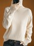 Damen Garn/Wollgarn Unifarben Langarm Bequem Lässig Pullover