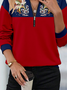 Retro Rundhals Farbblock Sweatshirt Reißverschluss