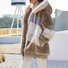 Damen Farbblock Regelmäßig Weit Jacke