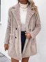 Damen Unifarben Sherpa-Jacke Geknöpft verdicken Weit Teddy Jacke