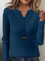 Damen Garn/Wollgarn Unifarben Langarm Bequem Lässig Schnalle Pullover