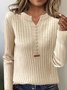 Damen Garn/Wollgarn Unifarben Langarm Bequem Lässig Schnalle Pullover