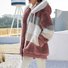 Damen Farbblock Regelmäßig Weit Jacke