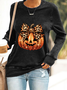 Lässig Rundhals Halloween (Kürbis) Sweatshirt