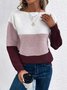Damen Garn/Wollgarn Farbblock Langarm Bequem Lässig Pullover