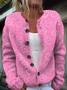 Damen Gestrickt Geblümt Langarm Bequem Lässig Strickjacke
