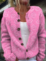 Damen Gestrickt Geblümt Langarm Bequem Lässig Strickjacke