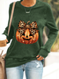 Lässig Rundhals Halloween (Kürbis) Sweatshirt