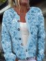 Damen Geblümt Langarm Bequem Lässig Geknöpft Strickjacke