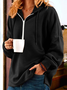 Lässig Kapuze Unifarben Sweatshirt Reißverschluss