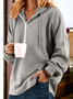Lässig Kapuze Unifarben Sweatshirt Reißverschluss