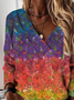 Lässig V-Ausschnitt Pilze Sweatshirt
