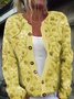 Damen Geblümt Langarm Bequem Lässig Geknöpft Strickjacke