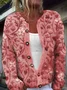 Damen Geblümt Langarm Bequem Lässig Geknöpft Strickjacke