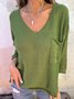 Damen Garn/Wollgarn Unifarben Langarm Bequem Lässig Tasche Patchwork Pullover