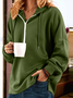 Lässig Kapuze Unifarben Sweatshirt Reißverschluss