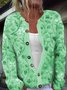 Damen Geblümt Langarm Bequem Lässig Geknöpft Strickjacke
