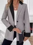 Damen Farbblock Regelmäßig Weit Blazer