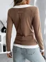 Lässig Farbblock Rundhals Langarm T-Shirt