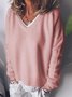 Damen Garn/Wollgarn Unifarben Langarm Bequem Lässig Pullover