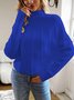 Damen Garn/Wollgarn Unifarben Langarm Bequem Lässig Pullover