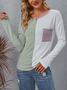 Lässig Farbblock Rundhals Langarm T-Shirt