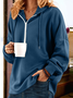 Lässig Kapuze Unifarben Sweatshirt Reißverschluss
