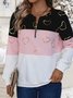 Lässig Rundhals Farbblock Sweatshirt Reißverschluss