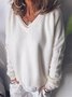 Damen Garn/Wollgarn Unifarben Langarm Bequem Lässig Pullover