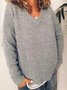 Damen Garn/Wollgarn Unifarben Langarm Bequem Lässig Pullover
