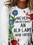 Lässig Geblümt Rundhals Langarm T-Shirt