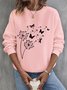 Lässig Rundhals Löwenzahn Sweatshirt