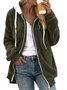 Damen Unifarben Reißverschluss verdicken Weit Teddy Jacke