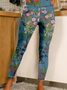 Lässig Geblümt Lang Leggings