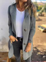 Damen Wolle/Stricken Unifarben Langarm Bequem Lässig Strickjacke