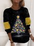 Lässig Rundhals Weihnachten Sweatshirt Reißverschluss