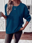 Lässig Rundhals Unifarben Sweatshirt