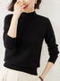 Damen Garn/Wollgarn Unifarben Langarm Bequem Lässig Pullover