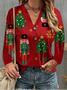 Lässig Weihnachten Rundhals Langarm T-Shirt