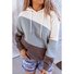 Lässig Kapuze Farbblock Sweatshirt Reißverschluss