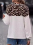 V-Ausschnitt Langarm Leopard Regelmäßig Mikroelastizität Weit Bluse für Damen