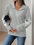 Lässig Kapuze Geblümt Sweatshirt Reißverschluss