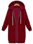 Damen Unifarben Kapuzenjacke mit Reißverschluss Schwer Regelmäßige Passform Mantel