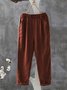 Lässig Unifarben Knöchelhose Elastische Taille Tasche Patchwork Hose